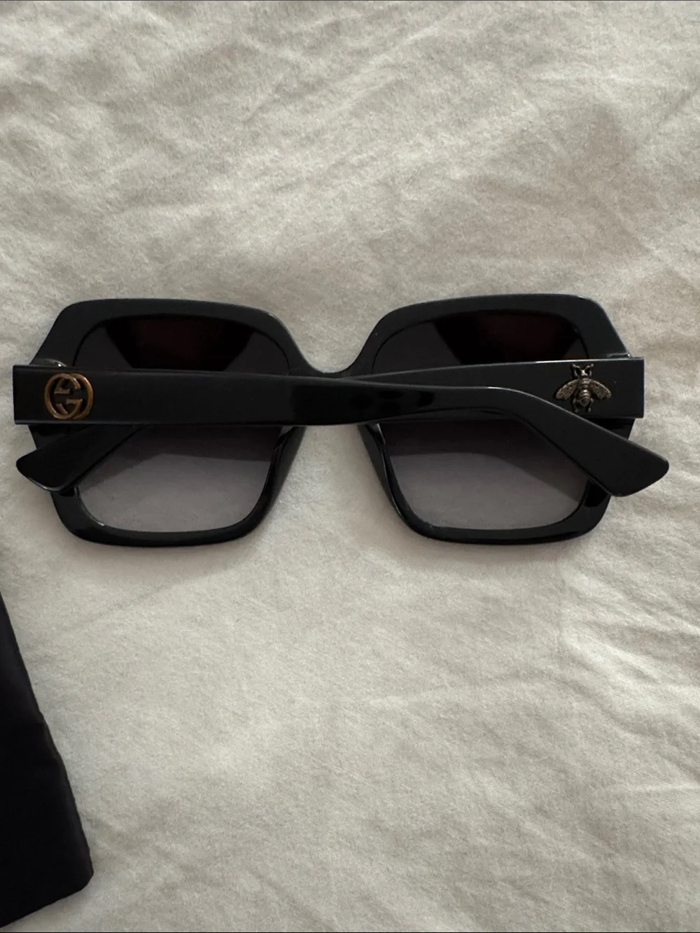 Gucci Black Oversized Square Sunglasses with Branded Pouch